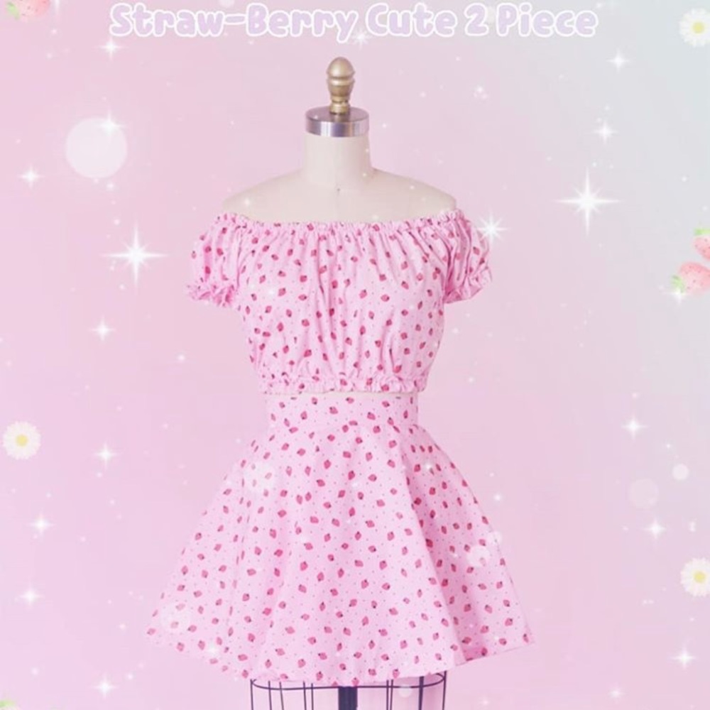 Strawberry 2 piece skirt and top